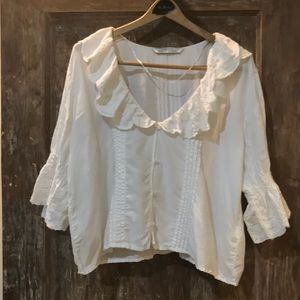 Zara white peasant blouse w/ embroidery -euro XL